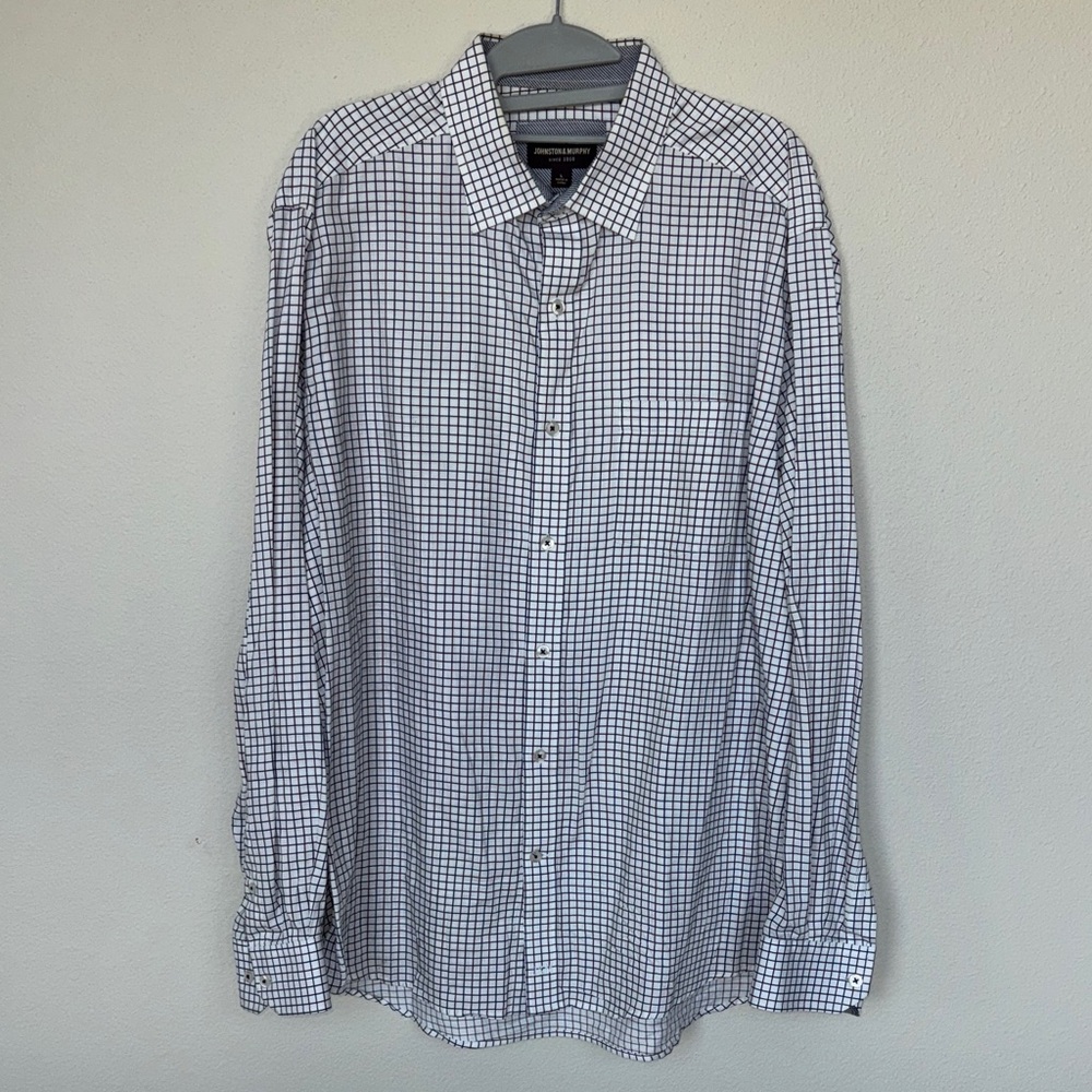 Johnston & Murphy Navy, Maroon, & White Grid Shirt